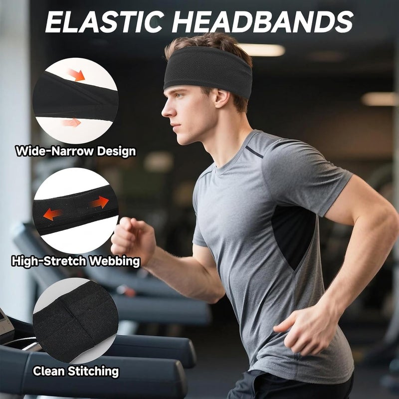 LECHI Sweat Headbands for Men,6 Pack Workout Sports Hairband for Gym, Ideal for Fitness,Running,Cycling,Hike - Image 4